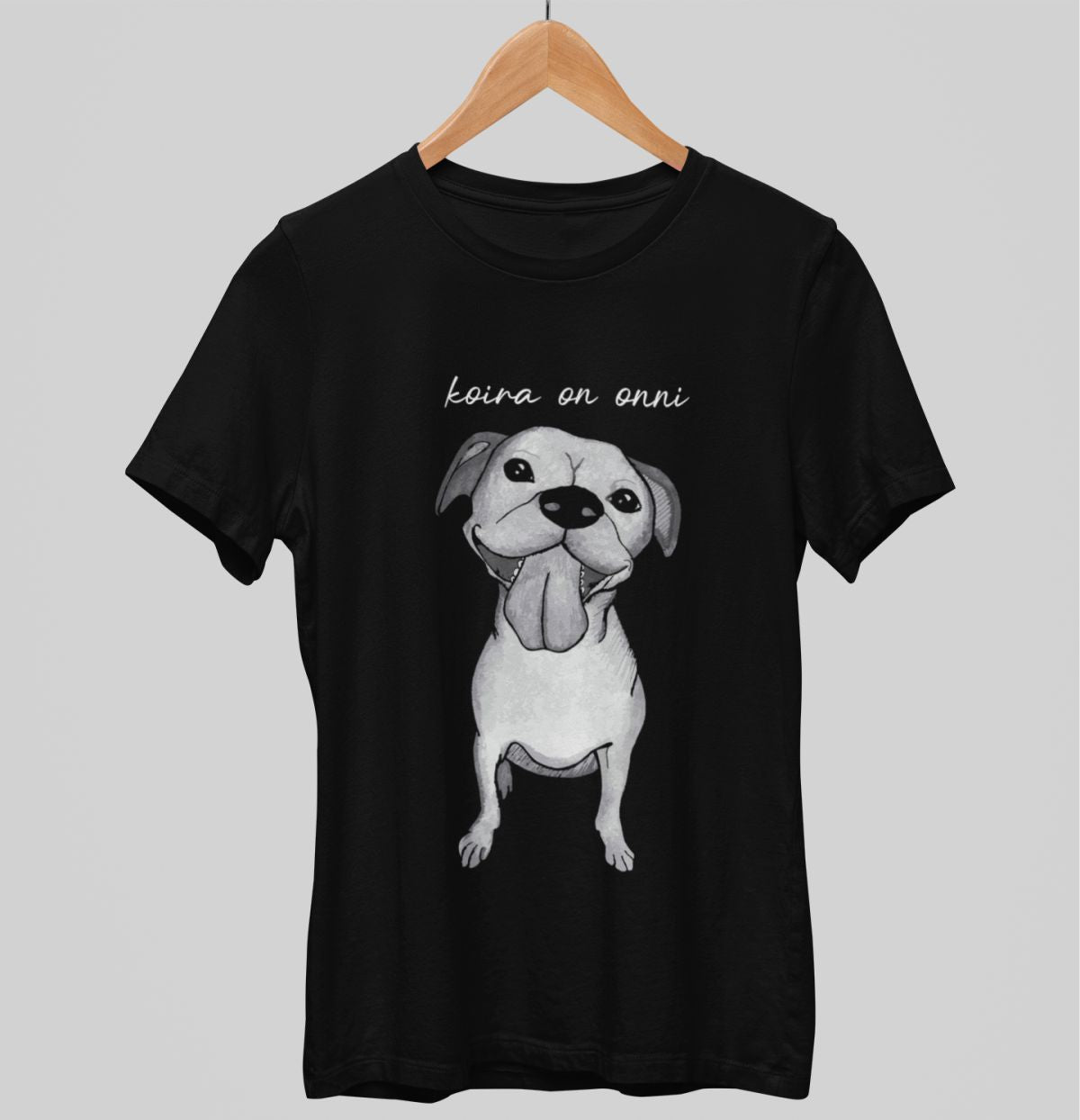 Mustat unisex T-paidat "Koira on onni"