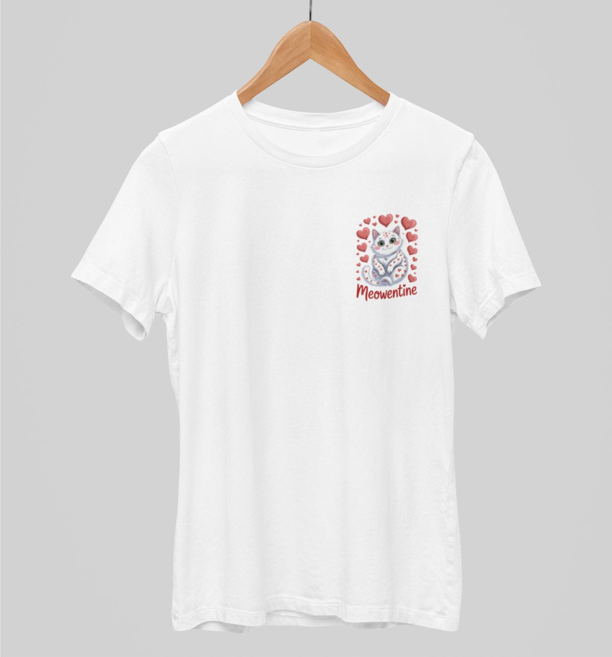 Valkoiset unisex T-paidat "Meowentine"