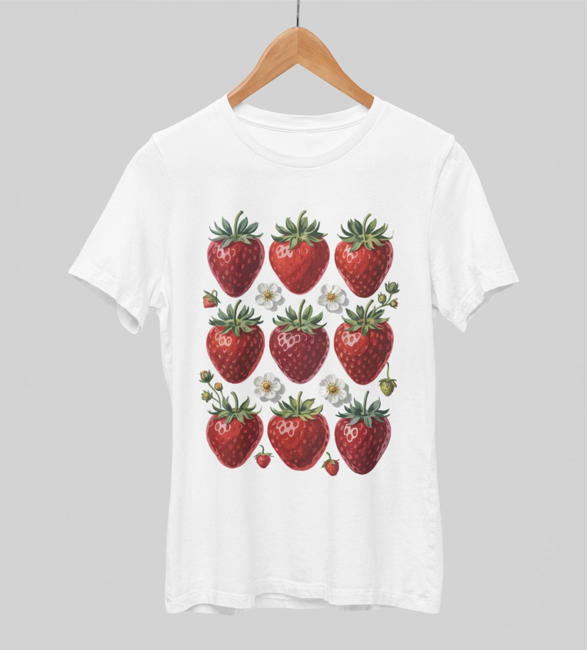 Valkoiset unisex T-paidat "Mansikat"