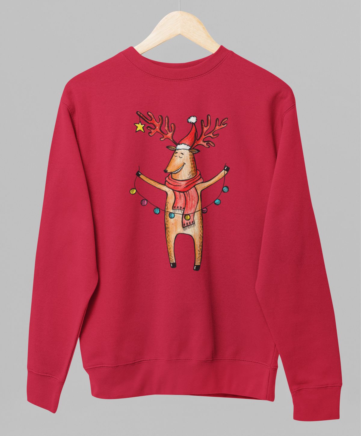 Punainen unisex collegepaita "Hirvi"