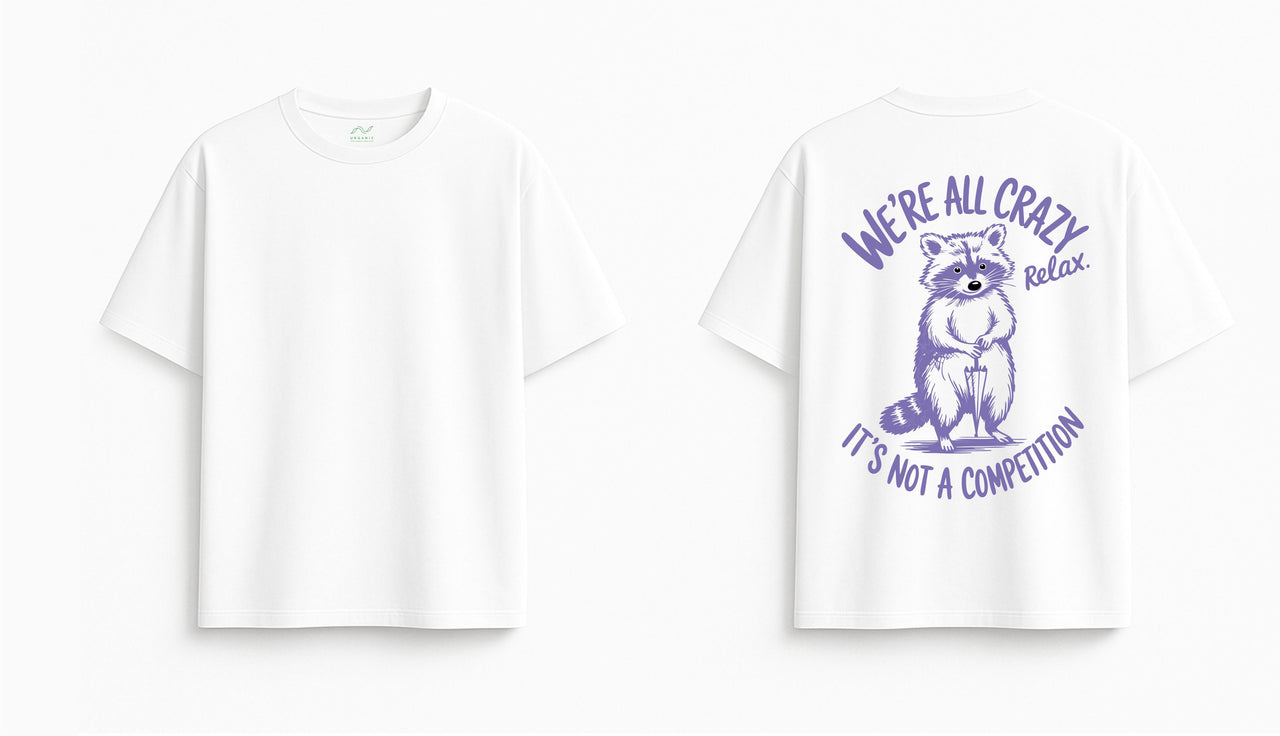 Oversized white T-shirt "Crazy"