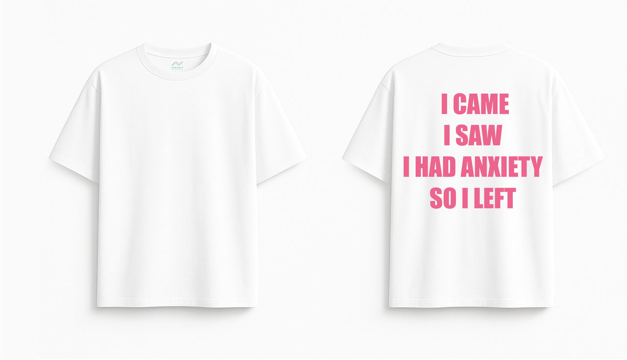 Oversized white T-shirt "Anxiety"