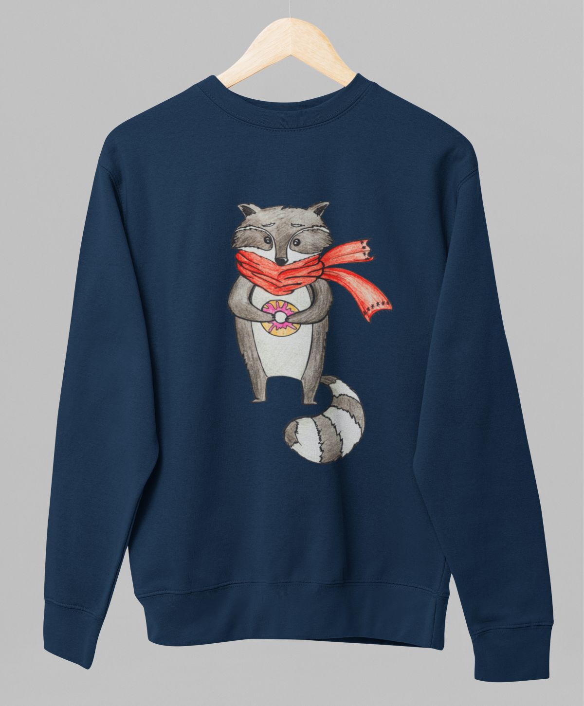 Sininen unisex collegepaita "Pesukarhu"