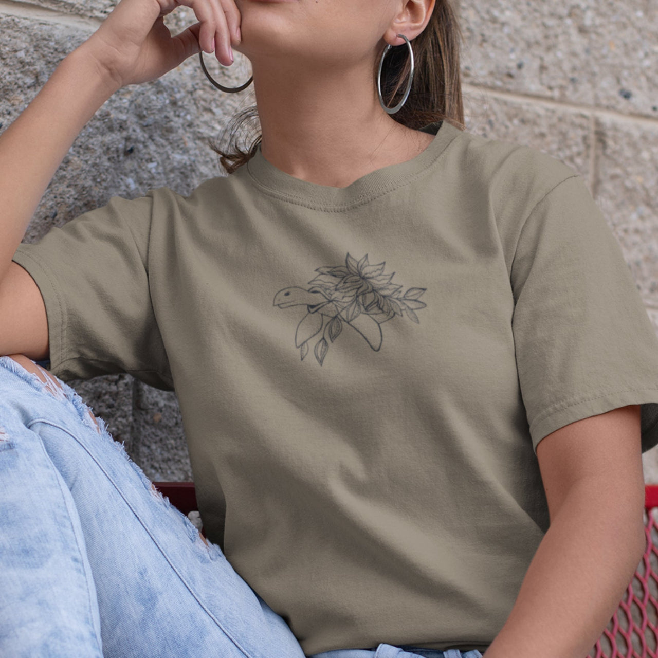 Khaki UNISEX T-paita Kilpikonna