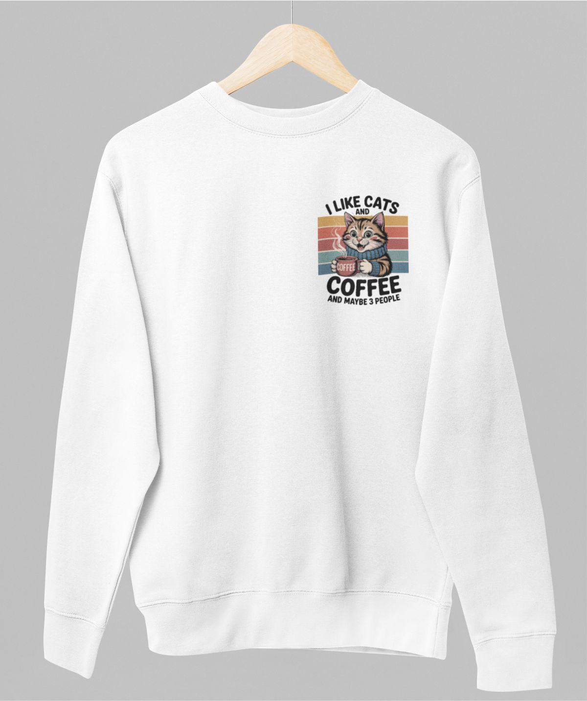 Valkoinen unisex collegepaita "Three people"