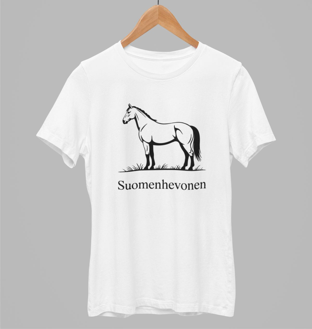 Valkoiset unisex T-paidat "Minimal horse"