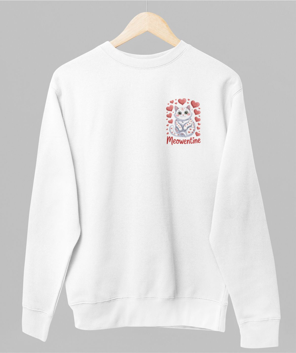 Valkoinen unisex collegepaita "Meowentine"