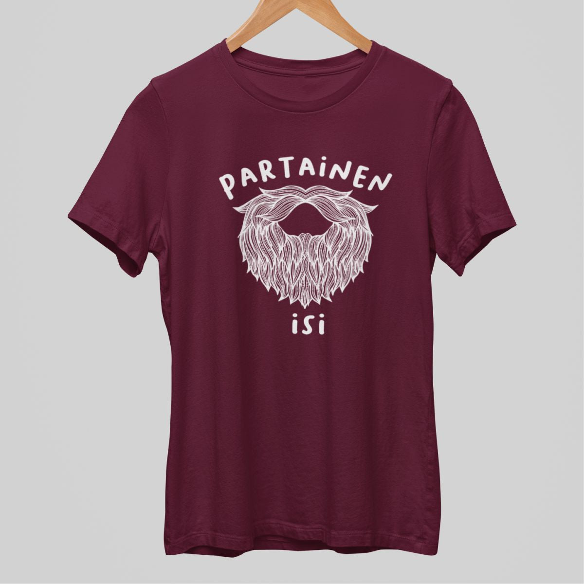 Burgundinpunainen t-paita "Partainen isi"