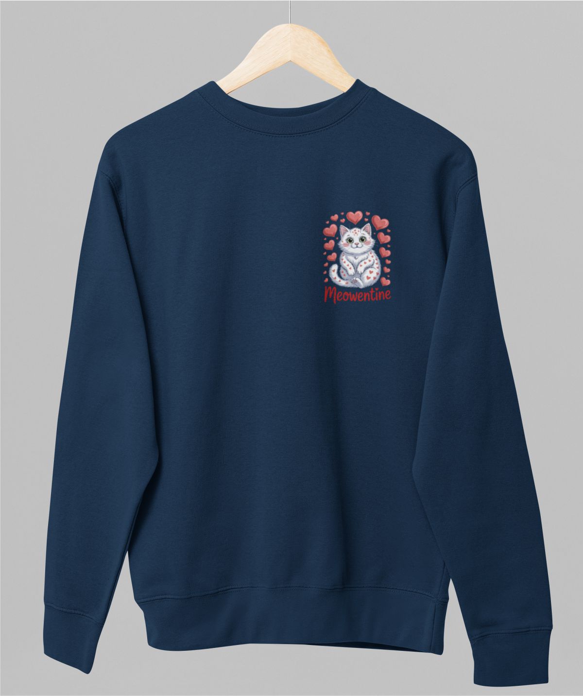 Sininen unisex collegepaita "Meowentine"