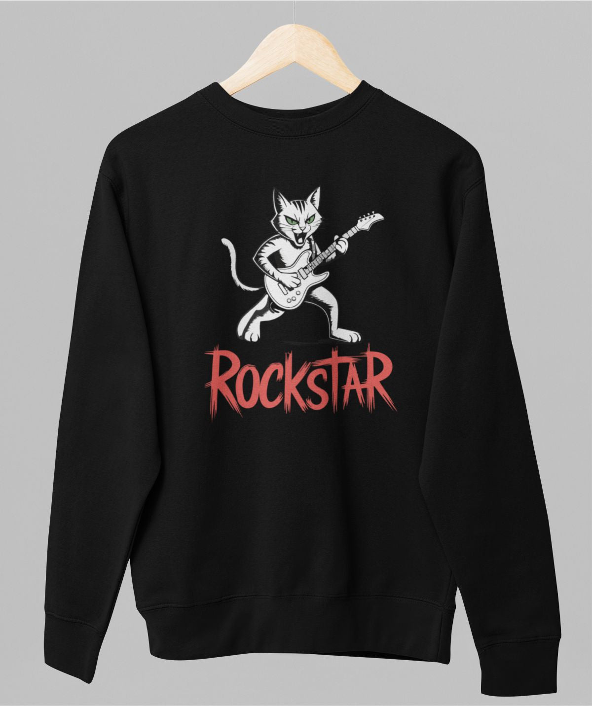 Musta unisex collegepaita "Rockstar"