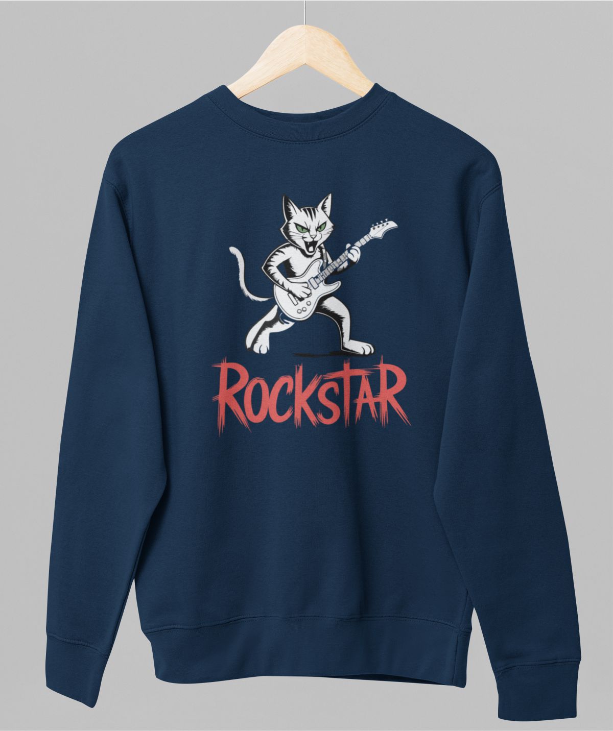 Sininen unisex collegepaita "Rockstar"