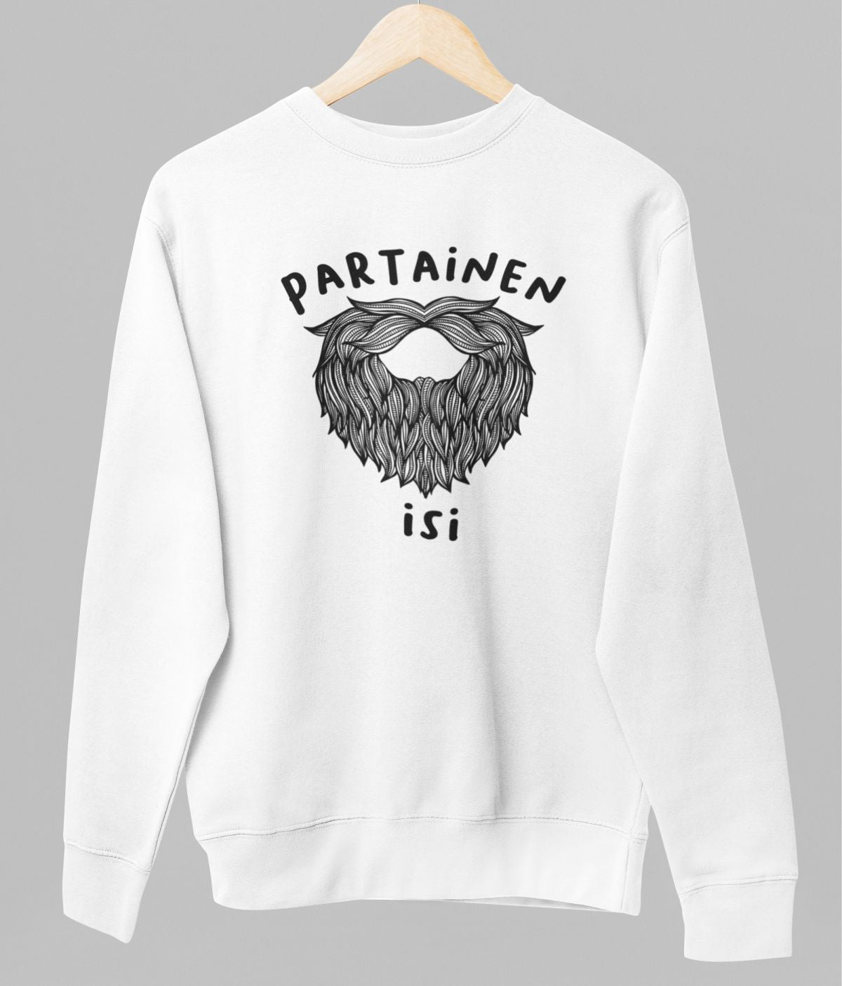 Valkoinen unisex collegepaita "Partainen isi"