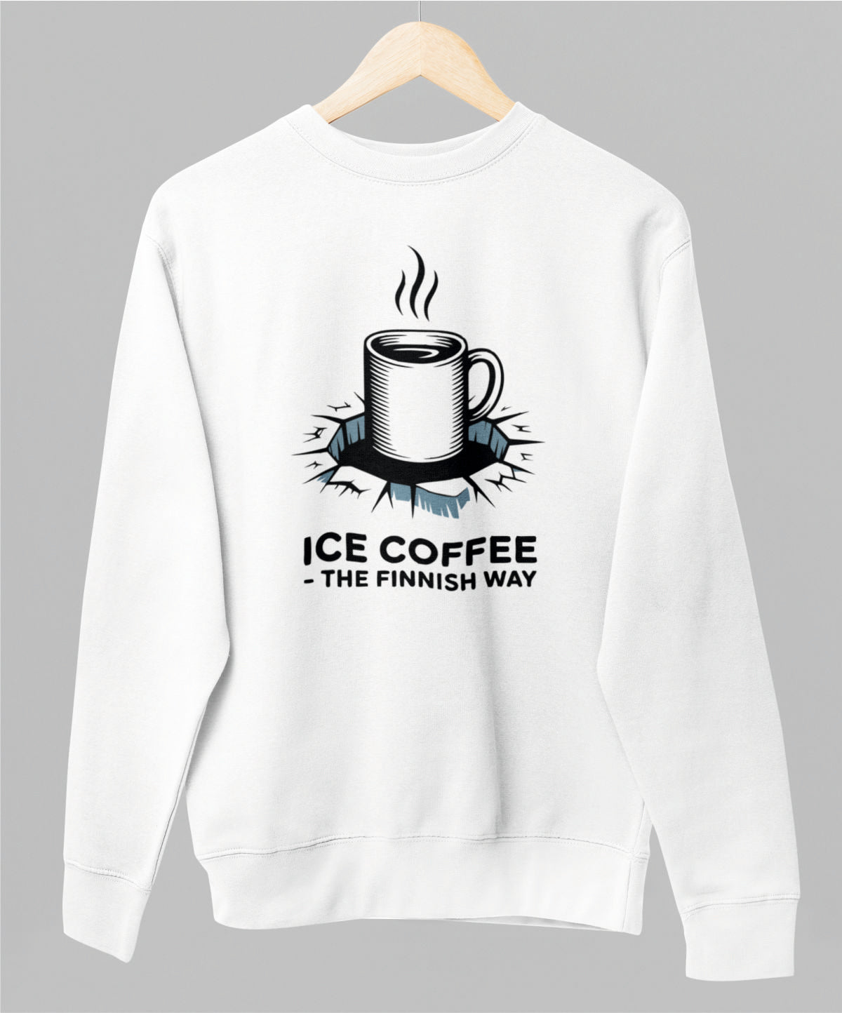 Valkoinen unisex collegepaita "Ice coffee"