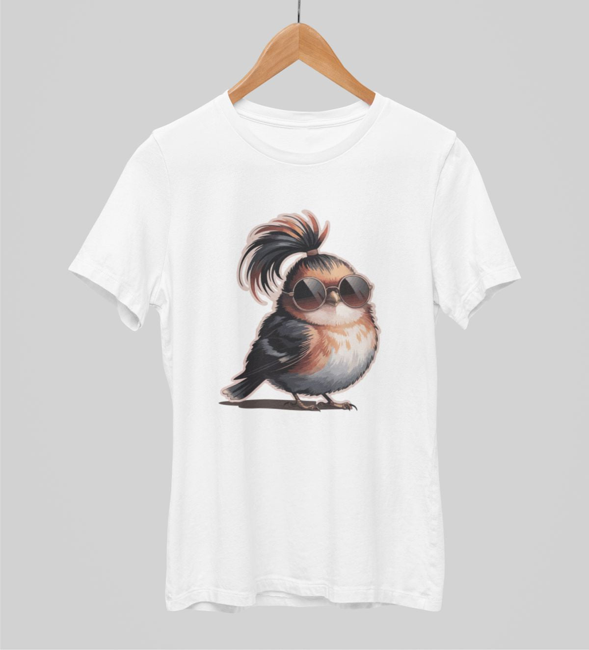 Valkoiset unisex T-paidat "Tyylikäs pikkulintu"