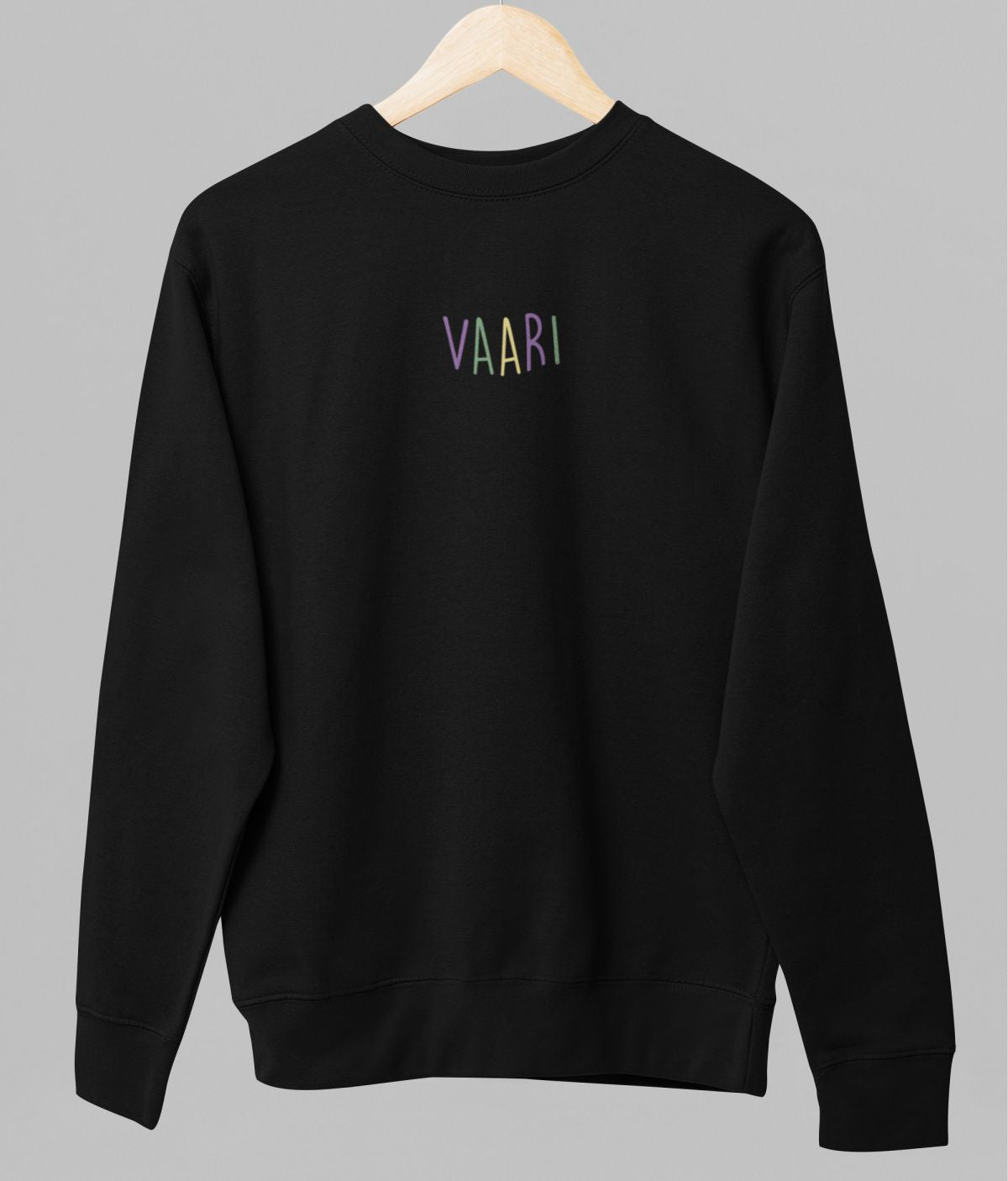 Musta unisex collegepaita "Vaari"