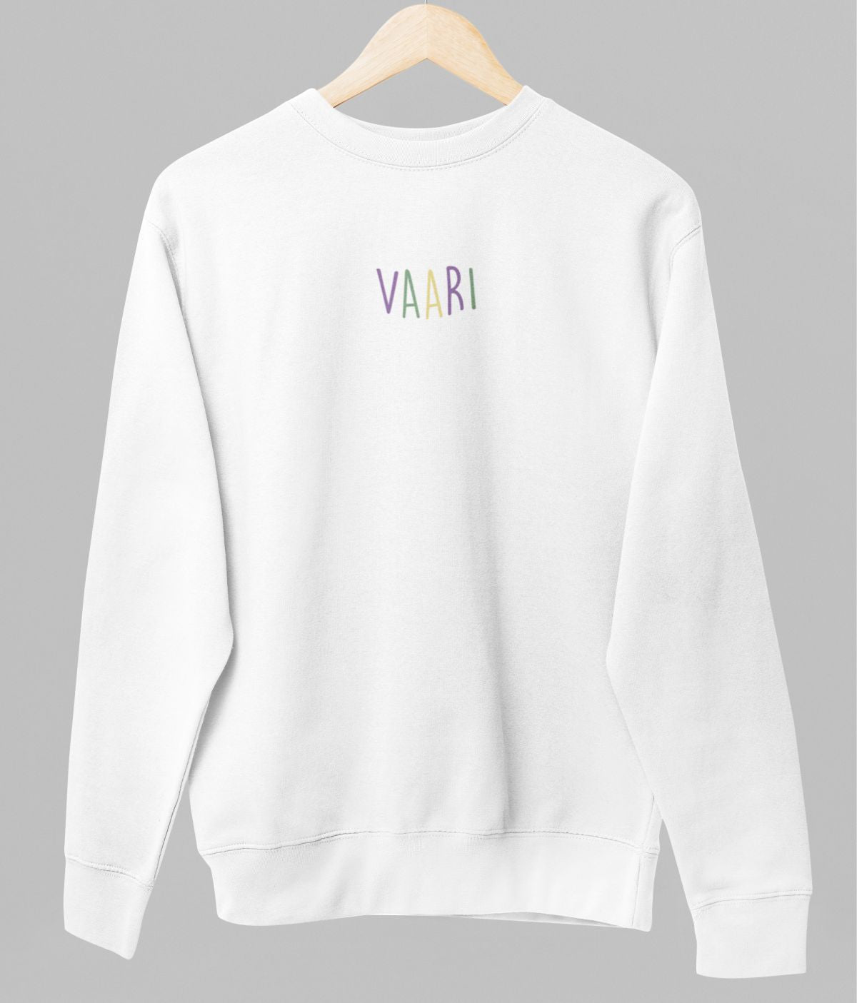 Valkoinen unisex collegepaita "Vaari"