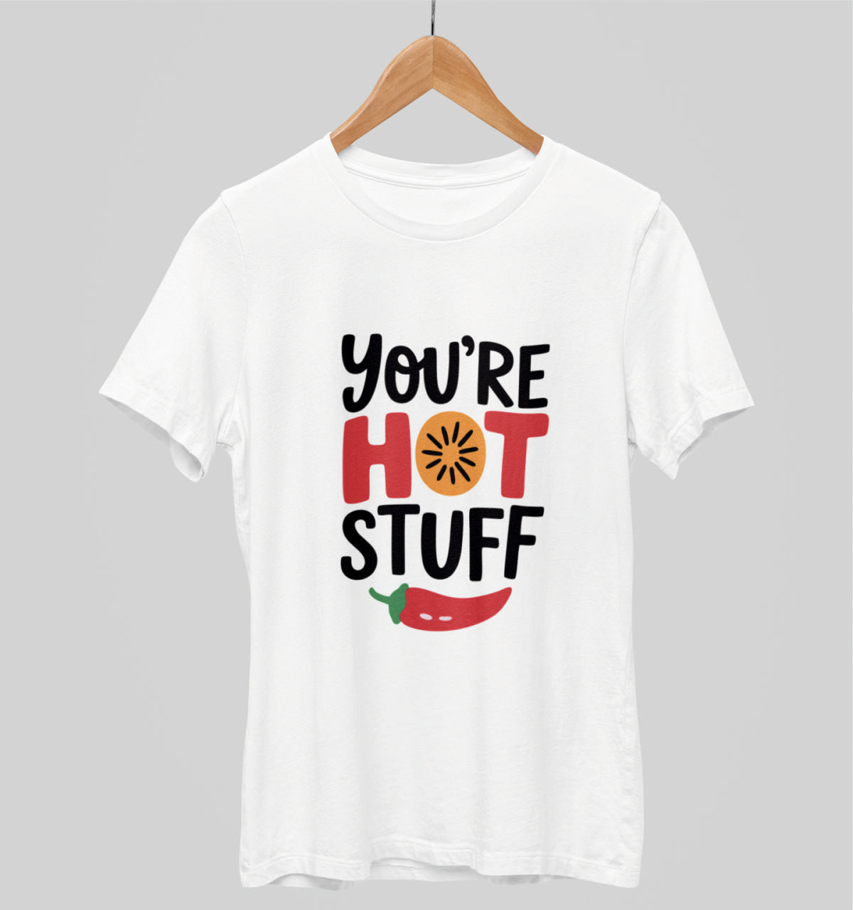 Valkoiset unisex T-paidat "Hot stuff"