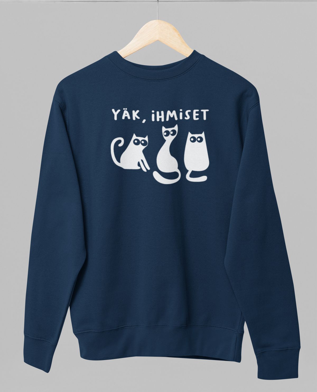 Sininen unisex collegepaita "Yäk, ihmiset"