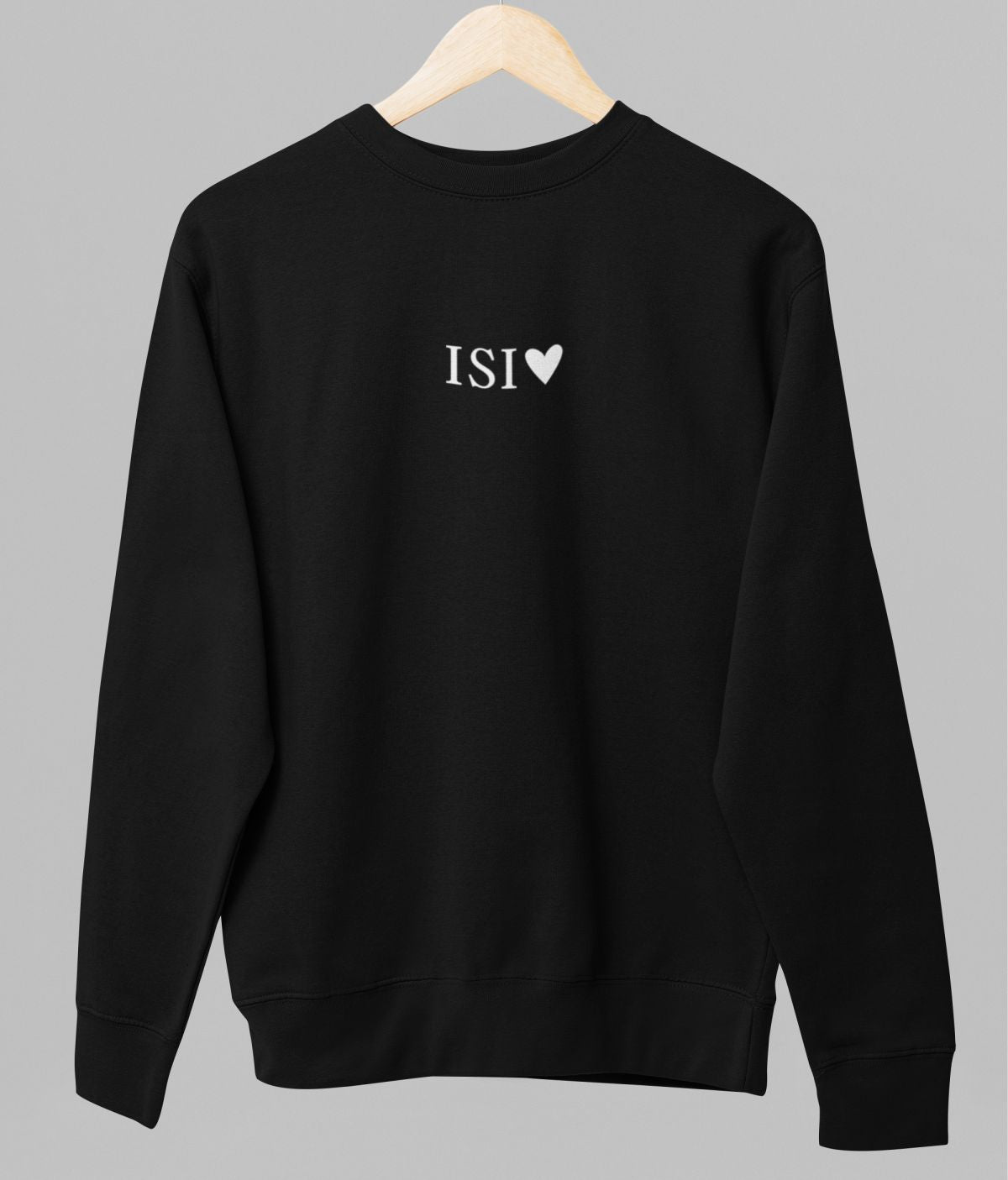 Musta unisex collegepaita "Isi ja sydän"