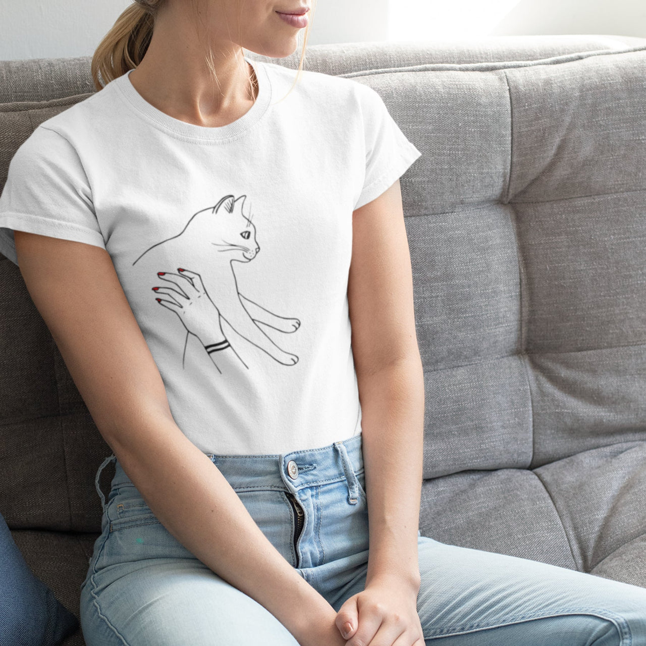 Valkoinen UNISEX T-paita Kissa