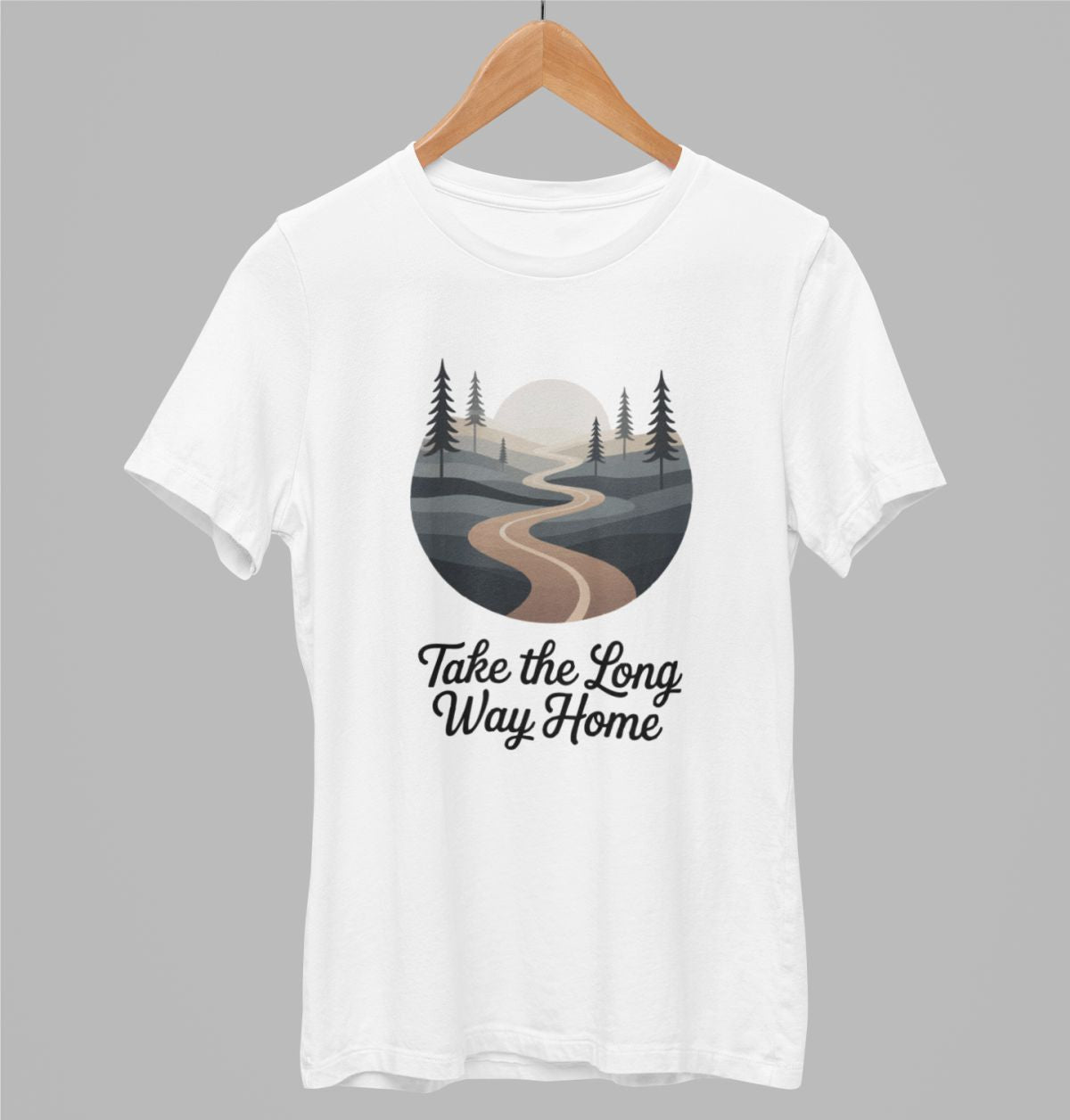 Valkoiset unisex T-paidat "Take the long way home"