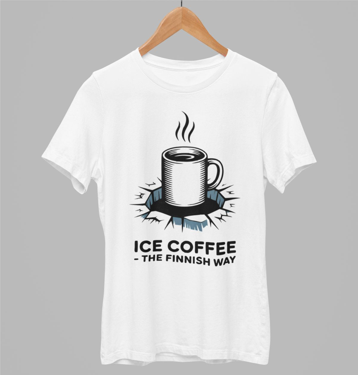 Valkoiset unisex T-paidat "Ice coffee"