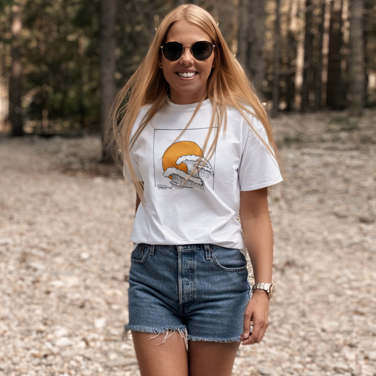 Valkoinen UNISEX T-paita Aallot