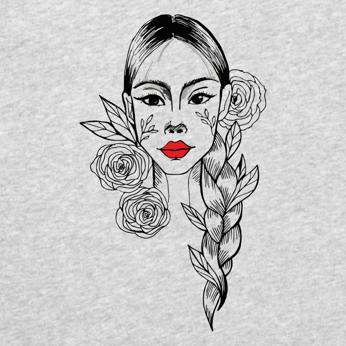 Harmaa meleerattu UNISEX T-paita Tyttö letillä