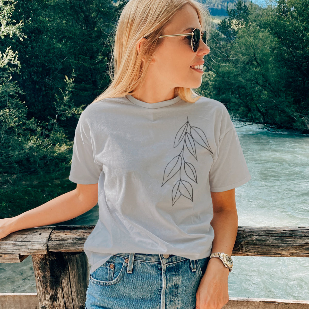 Harmaa meleerattu UNISEX T-paita Lehdet