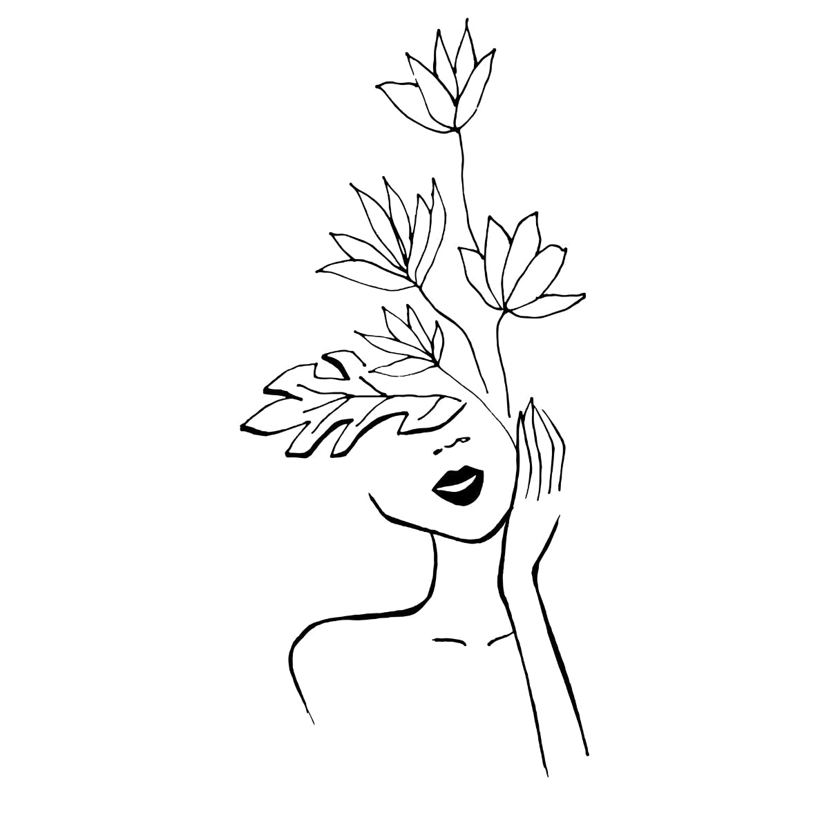 Valkoinen UNISEX T-paita Tyttö kukkien kanssa