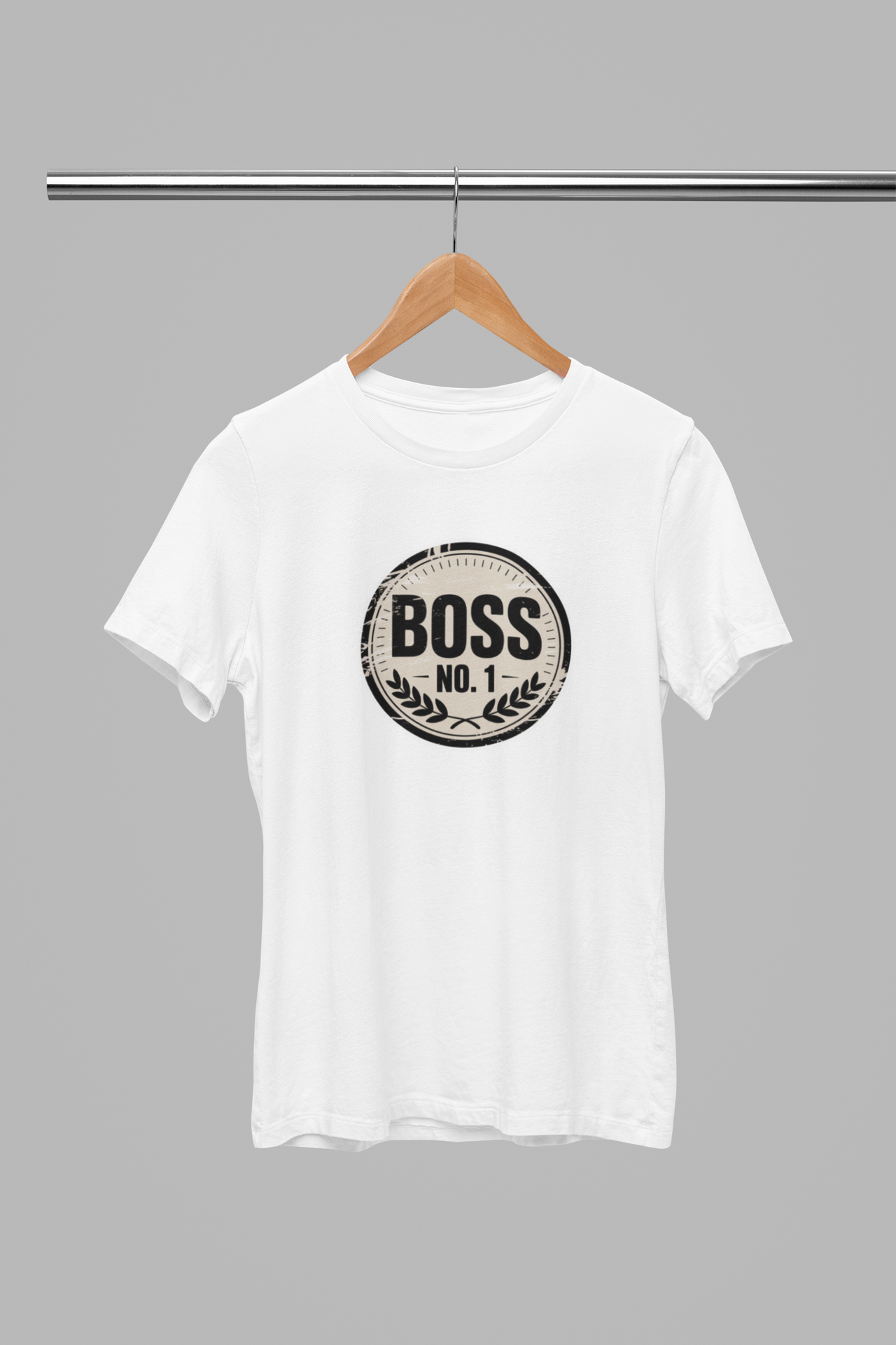 Valkoiset unisex T-paidat "Boss No1"